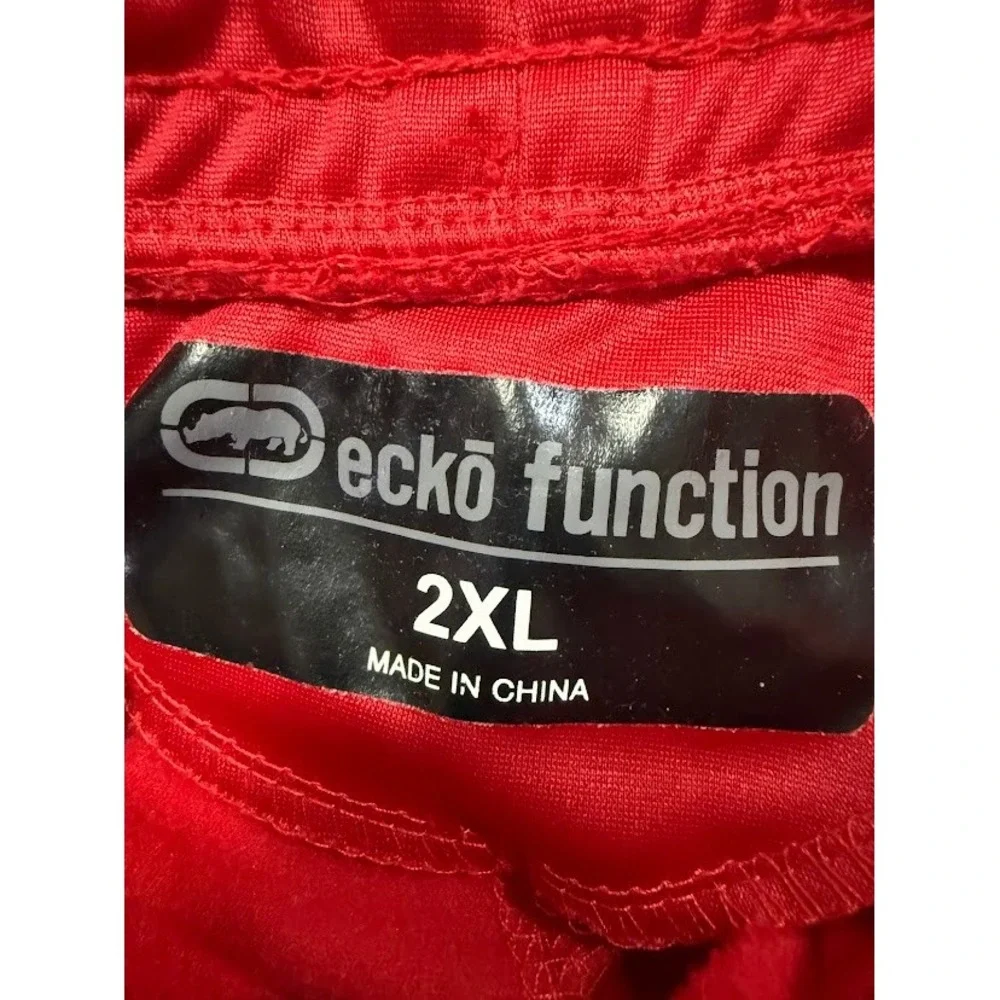 Ecko Function Mens 2XL Red Track‎ Pants Silver Graphic Polyester Joggers 40X30